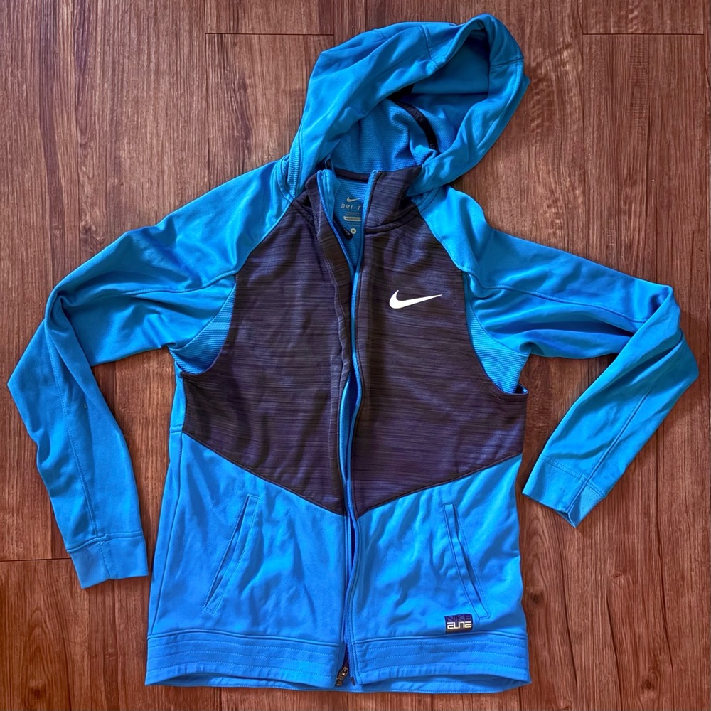 Nike Blue and Black Full-Zip Hoodie- Small